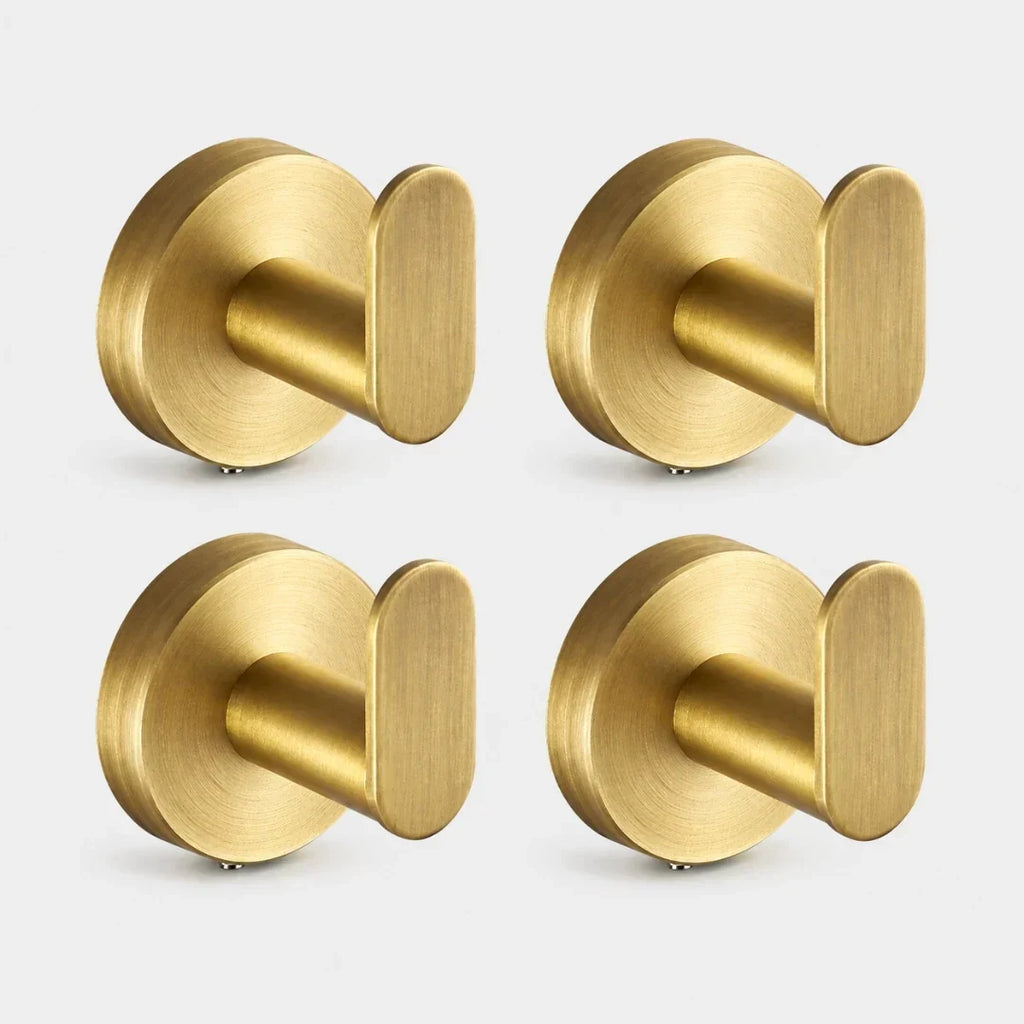 No-Drill Gold Towel Hook with Twist-Fit Mount
