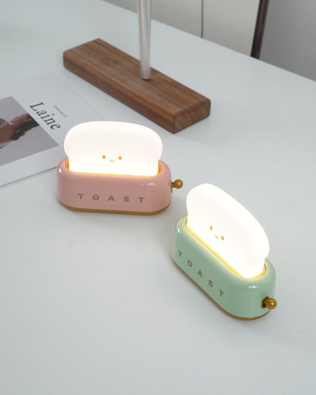 Toaster Lamp with Glowing Toast