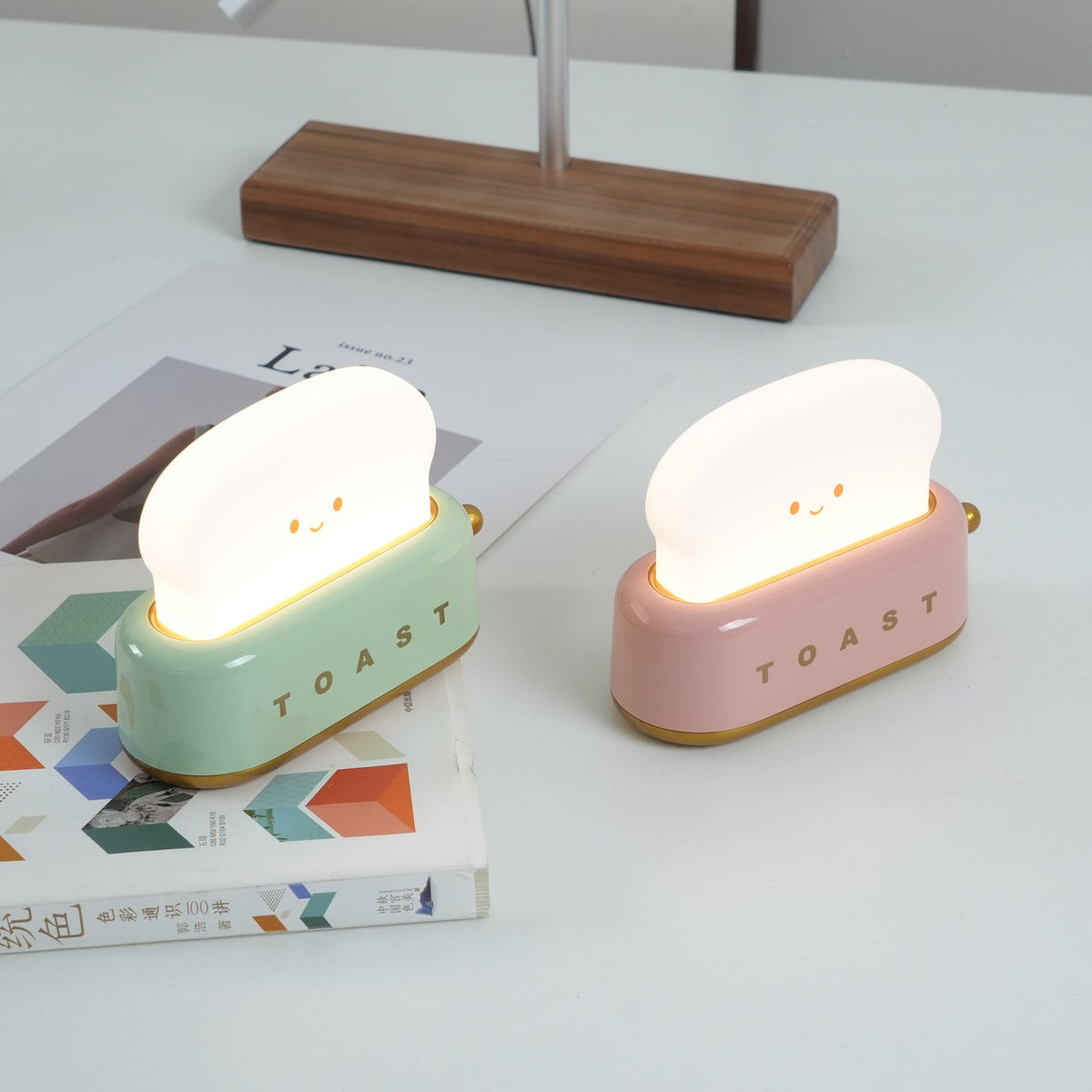 Toaster Lamp with Glowing Toast